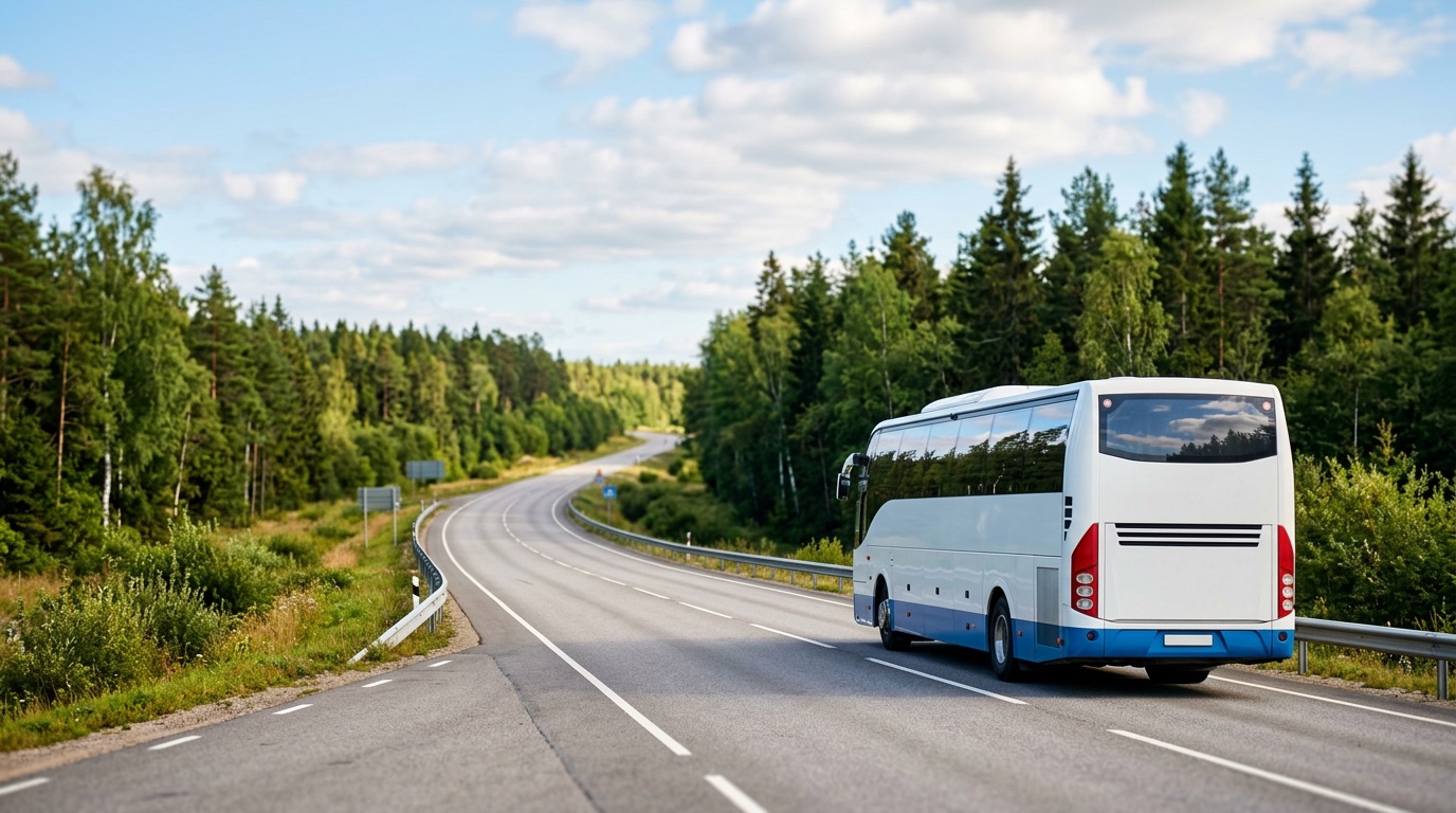 An open road through the Estonian countryside