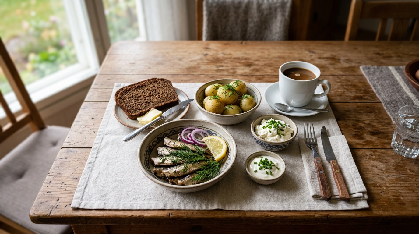 A market table full of fresh Estonian produce