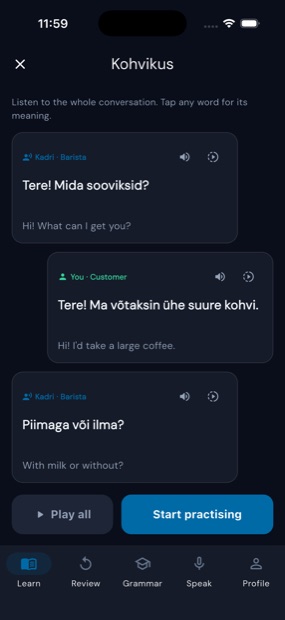 Estonian conversation practice