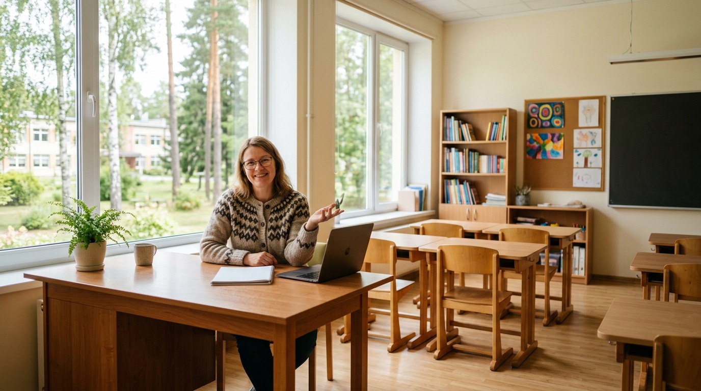 An Estonian classroom ready for a lesson